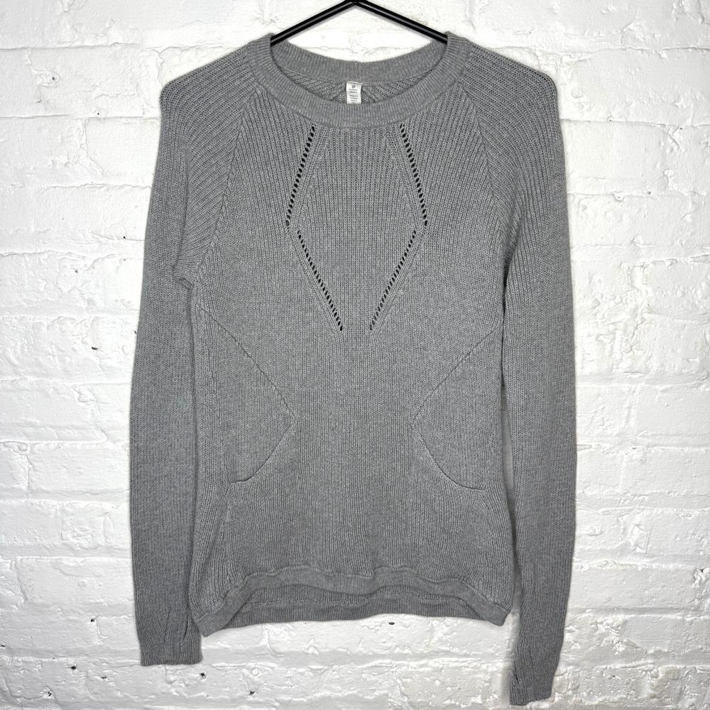 Lululemon‎ The Sweater The Better Womens 8 Gray Knit Long Sleeve Ribbed